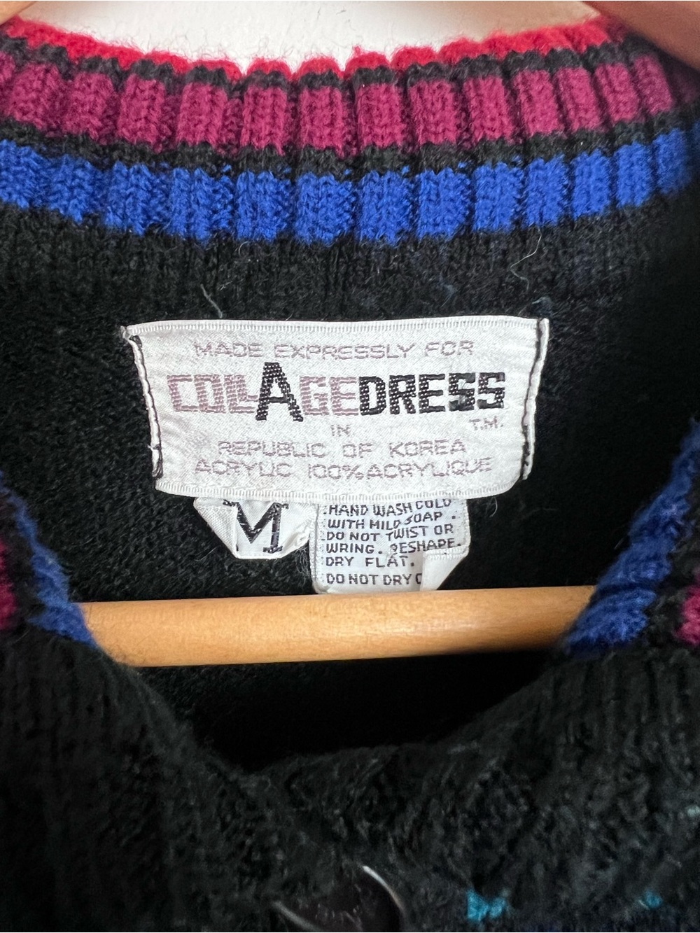 Vintage Collage Dress Korea Colorful Geometric Sweater Vest Size M - Picture 5 of 6
